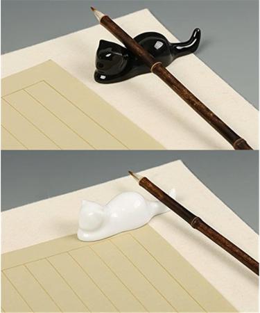 Porcelain Brush Holder Rest for Calligraphy & Sumi Brushes - Chinese Painting Supplies (3 Cats) - Buy Online on GoSupps.com