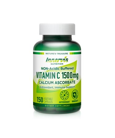 INNERVISNUTRITION Gentle Non-Acidic Vitamin C 1500mg High-Absorption Calcium Ascorbate for Immune & Antioxidant Support 150 Veggie Capsules