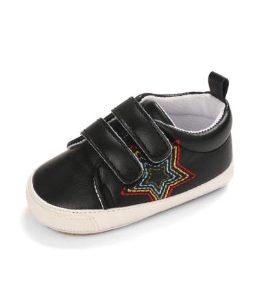 Cheerful Mario Baby First Walking Shoes Baby Boys Girls Pram Shoes Infant Prewalkers Soft PU Leather Anti-Slip 6-12 Months Black Star - Buy Online on GoSupps.com