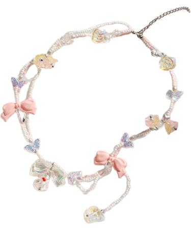 OralGos Faux Crystal Pearl Bow Necklace - Fashionable Choker for Women | Elegant Anniversary Jewelry - Buy Online on GoSupps.com