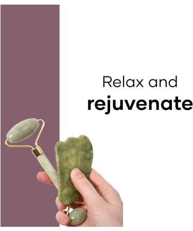 Buy Facial Massager Jade Roller & Gua Sha Tool - Natural Himalayan Stone for Skin Healing Wrinkles & Serum Application - Buy Online on GoSupps.com