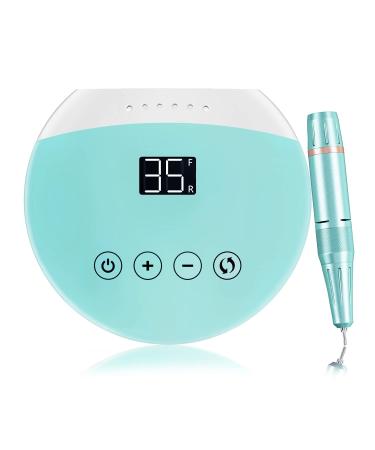 ENGERWALL Electric Nail Drill 35000 RPM Professional Low Noise Low Vibration Low Heat Electric Nail Files with Touch Buttons Nail Drill for Acrylic Nails and Gel Nails for Salon and DIY Use Green