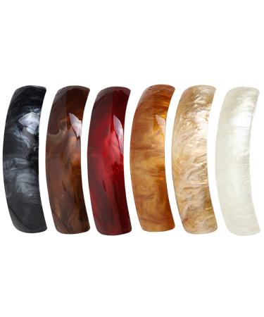 Zasvec retro hair clip 6 pieces automatic hair clip hair clip women rectangular French hair clips retro large acrylic hair clips for women thick medium hair