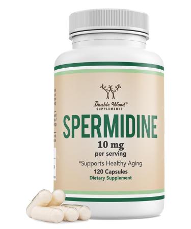 Spermidine Supplement (10mg of 99% Spermidine 3HCL - Third Party Tested) 120 Capsules - Over 100x More Potent Than Wheat Germ Extract for Cell Membrane Telomere Health and Aging by Double Wood