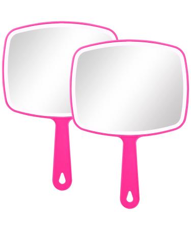Nutair 2Pcs Hand Mirror, Handheld Vanity Mirror with Hanging Hole in Handle Pink 7.4" W x 10.4" L Pink 2Pcs