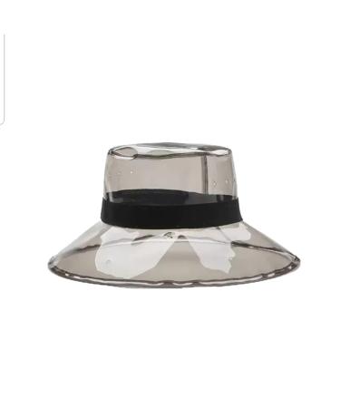 Clear Bucket Hat Women Sun Visor Waterproof Rain Transparent Plastic Wide Brim Ladies Bucket Cap Fashion Rain Cap Black One Size