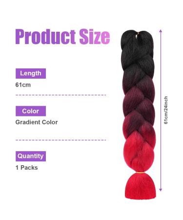 Aomig Braids Extensions - 24 Strands Artificial Hair for Box Braids | Black & Burgundy Red Braiding Hair - Buy Online on GoSupps.com