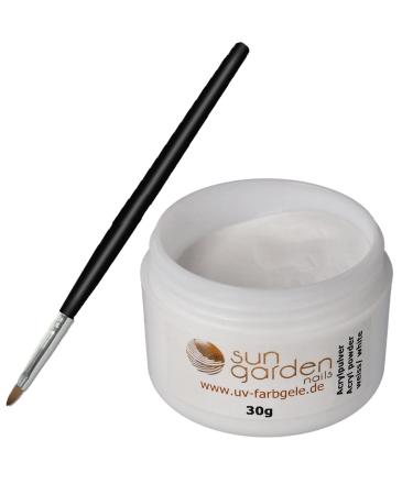 Sun Garden Nails Acrylic Powder white 30g incl. acrylic brush Acrylic Powder Acrylic Technique Fingernails Nail Studio Acrylic Nail Design Set