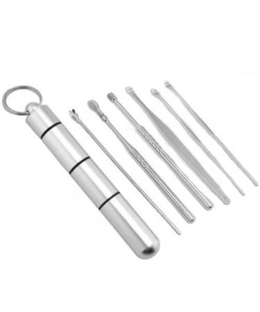 KBREE 6Pcs Stainless Steel Ear Tag Wax Remover Curette Ear Tag Cleaner Ear Cleaner Spoon Care Adult Ear Cleaning Tool Silver