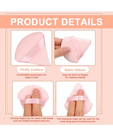 Triangle Powder Puff Set | 12 Soft Cotton Velour Makeup Puffs for Loose & Mineral Powder | Black & Pink Cosmetic Tool - Buy Online on GoSupps.com