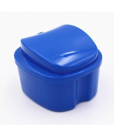 2PCs Prosthesis Case & Cup Set - Compact Bath Box for False Teeth | Dark Blue Full Protection & Sieve - Buy Online on GoSupps.com