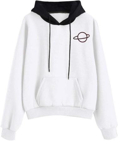 Bigfanshu Womens Tops Casual Long Sleeve Pouch Pocket Pullover Hoodie Top Blouse White - Buy Online on GoSupps.com