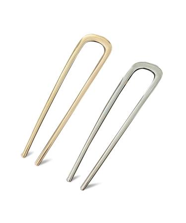 2Colors Plus-Size Vintage Metal U-shaped Hairpin for Longer and Thicker Hair  Metal Hair Fork  Updo Hair Sticks  Metal Hair Sticks  Hair Chignon Pins (2Colors)