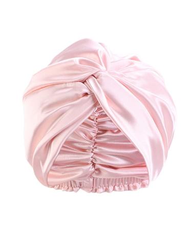 Lenaqueen Silk Night Cap for Women 100% Silk Sleep Cap for Women Hair Silk Night Cap Bonnet with Elastic Band Pink