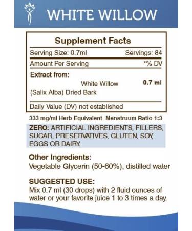 White Willow Alcohol-Free Liquid Extract - 2 FL OZ Tincture Supplement - Buy Online on GoSupps.com