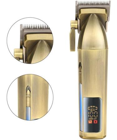 Buy Retro Rechargeable Hair Clippers with LCD Display - Premium Brass Hair Salon Trimmer for Professional Use - Buy Online on GoSupps.com