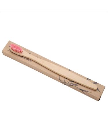 Psytfei Bamboo Toothbrush Soft Nylon Bristles Large Wooden Toothbrushes 6 Colors Toothbrushes for Adults and Children (Red)