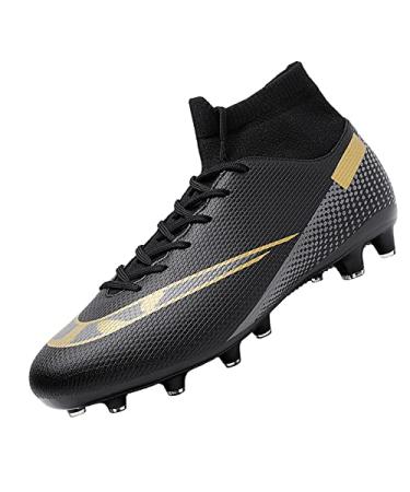 Aiqzsh Kids Soccer Cleats Boys Girls Football Shoes Athletic Anti-Slip Outdoor/Indoor Sports Shoes Black-1 7