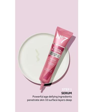 No7 Restore & Renew Face & Neck MULTI ACTION Serum 30ml - Buy Online on GoSupps.com