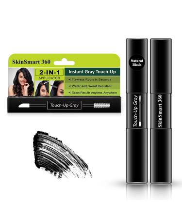 Instant Root Touch-Up for Men & Women Water & Sweat-Resistant 100% Gray Coverage 2-in-1 Mascara Brush & Pen Salon-Quality Results in Minutes Travel-Friendly 7 mL Pack of 1 (Natural Black)
