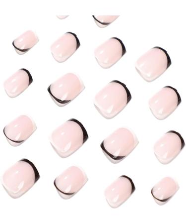 24PCS Black & White French Style Edge Fake Nails - Full Cover Press on Nails for Daily Wear - Buy Online on GoSupps.com