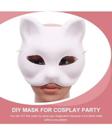 Lurrose Cat Mask Set - 4 Unpainted DIY White Fuchs Animal Masks for Halloween & Cosplay Parties - International Shipping Available - Buy Online on GoSupps.com