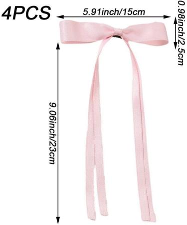 4pcs Hair Bows for Women Ribbon Long Tail Bowknot Hair Clips Elegant Tassel Hair Bow Clips Ponytail Holder Hair Accessories - Buy Online on GoSupps.com