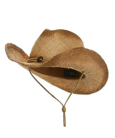 MG Outback Tea Stained Raffia Straw Hat One Size Natural Tea