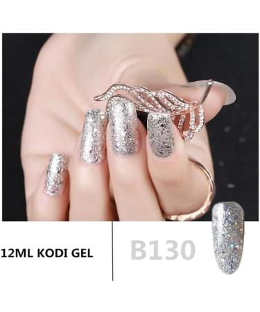 12ml Kodi Gel Glitter Silver Art Nail Polish Nail Varnish Shimmer Sequins Soak Off UV LED Lacquer - (Color: 12ml Matte top) - Buy Online on GoSupps.com