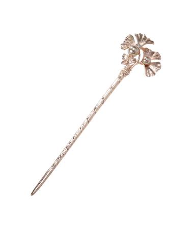 Vintage Hair Sticks Ginkgo Leaf Shaped Chinese Hair Chopstick Retro Hair Fork Traditional Chignon Pin for Kimono Kanzashi Hanfu Hair Accessories Brown