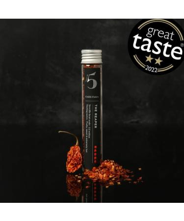 Chilli No. 5 Reaper - Dried Reaper Chilli Flakes (15g) in Glass Tube - Buy Online on GoSupps.com