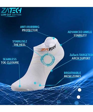ZaTech Plantar Fasciitis Compression Socks for Men & Women | Short Support Socks in White (Size 35-39) - Buy Online on GoSupps.com