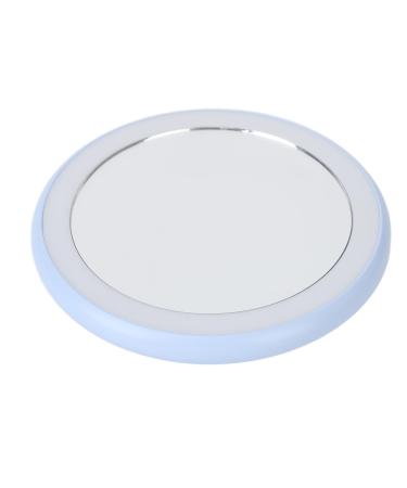 LED Lighted Travel Makeup Mirror Compact Dimmable Pocket Mirror Portable Handheld Makeup Mirror with Light USB Rechargeable Round Small Mirror for Purse Pocket Travel and Sky blue