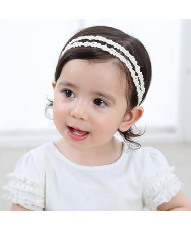 Baby Girls' White Flower Headbands - 10 Piece Elastic Hair Accessories | Soft Arch Headwraps & Gift-Ready - Buy Online on GoSupps.com