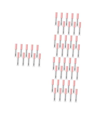 WOONEKY 50 Pcs Mascara Empty Tube Glossy Lip Gloss DIY Mascara Tube Mascara Wands and Bottle Plastic Pink