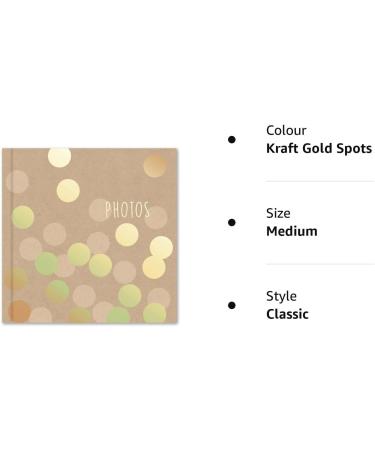 Karrma 200 Photo Pocket Album for 6''x4'' Photos | Memo Section, Stiff Cover, Slip-in Pockets | Kraft Gold Spots - Buy Online on GoSupps.com