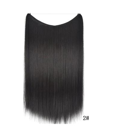 Iluu 22-Inch Black Brown Fish Line Synthetic Hair Extensions - Invisible Secret Wire | Natural Long Hair Parts for Women - 80g #2 - Buy Online on GoSupps.com