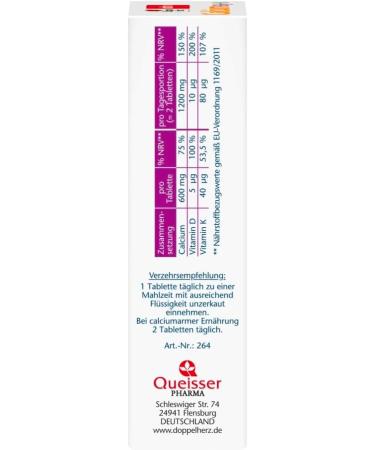 Doppelherz Calcium + Vitamins (D3 + K) Supplement for Bone Strength - 30 Tablets - Buy Online on GoSupps.com