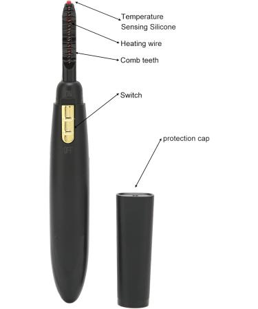 Professional Quick Heating Long Lasting Eyelash Curling Tool with Comb Heated Eyelash Curler for Women Battery Powered Electric Eye Lashes Curler for Make Up(Black) - Buy Online on GoSupps.com
