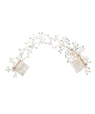 DOITOOL Crystal Double Hair Comb Bridal Hair Comb Wedding Hair Vine for Brides Bridal Hair Accessories for Wedding Decorative Hair Combs Bridesmaid Headgear Alloy Manual
