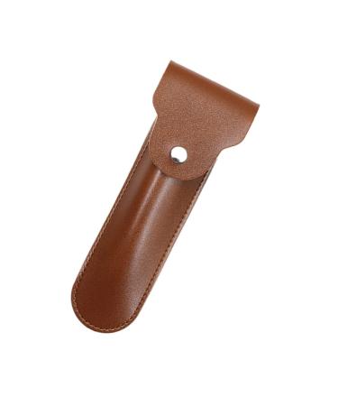 Minkissy razor storage shell. Shaving travel rasier case for razor razor covers case for safety razor razor with cover Storage travel razor bag PU 16.5x4.2x1cm brown 1