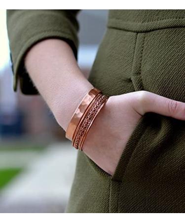 Copper Bracelets for Arthritis Relief - Set of 2 for Men and Women | 100% Copper with Therapy Magnets | Effective Natural Pain Relief (Hammered & Chain Inlay) - Buy Online on GoSupps.com