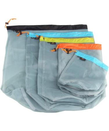 YDYJKI 5 Pcs Ultralight Nylon Mesh Bags Set - Grey | Ideal for Travel, Hiking, Camping - Drawstring Storage Bags - Buy Online on GoSupps.com
