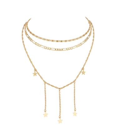 Chic DoubleNine Star Pendant Layering Necklaces - 2 Way Gold Choker & Tassel Charm Jewelry Set for Bridesmaids & Girls - Buy Online on GoSupps.com