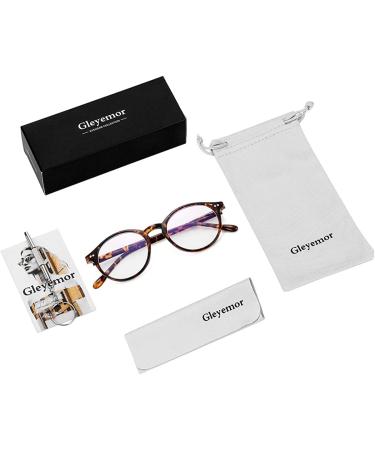 Gleyemor Vintage Round Frame Blue Light Glasses in Tortoise - Unisex Computer Eyeglasses 48mm - Buy Online on GoSupps.com