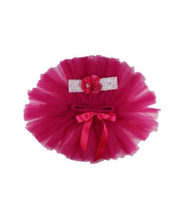 Matissa Newborn Baby Tutu Clothes Skirt Headdress Flower Photo Photography Prop Outfit Costume Hot Pink (1)