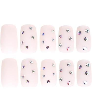 Square False Nails Medium Full Cover French Colorful Rhinestones Press on Nails 24 Pieces Nail Art Tips for Nail Salons and Women DIY Nail Art - Buy Online on GoSupps.com