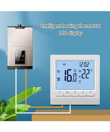 MOMOJIA Programmable Thermostat - Electric Heating Floor Temperature Controller for Water/Gas Boiler with White/Blue Backlit Display - Buy Online on GoSupps.com