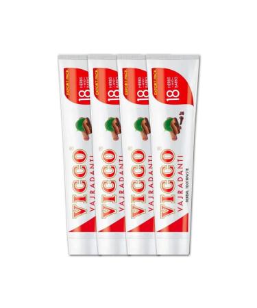 Vicco Vajradanti Herbal Toothpaste 18 Herbs and Barks - Pack of 4 (200g Each) - Specially Packed and Exported by Behal International