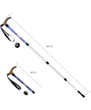 Kry Bergstock Hiking Stick - T-Shaped Handle Retractable Adjustable Aviation Aluminum Alloy Shock Absorption - Sky Blue - Buy Online on GoSupps.com